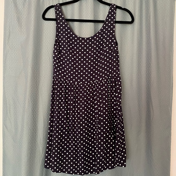 Divided H&M Navy Skater Polka Dot Dress - Picture 2 of 4